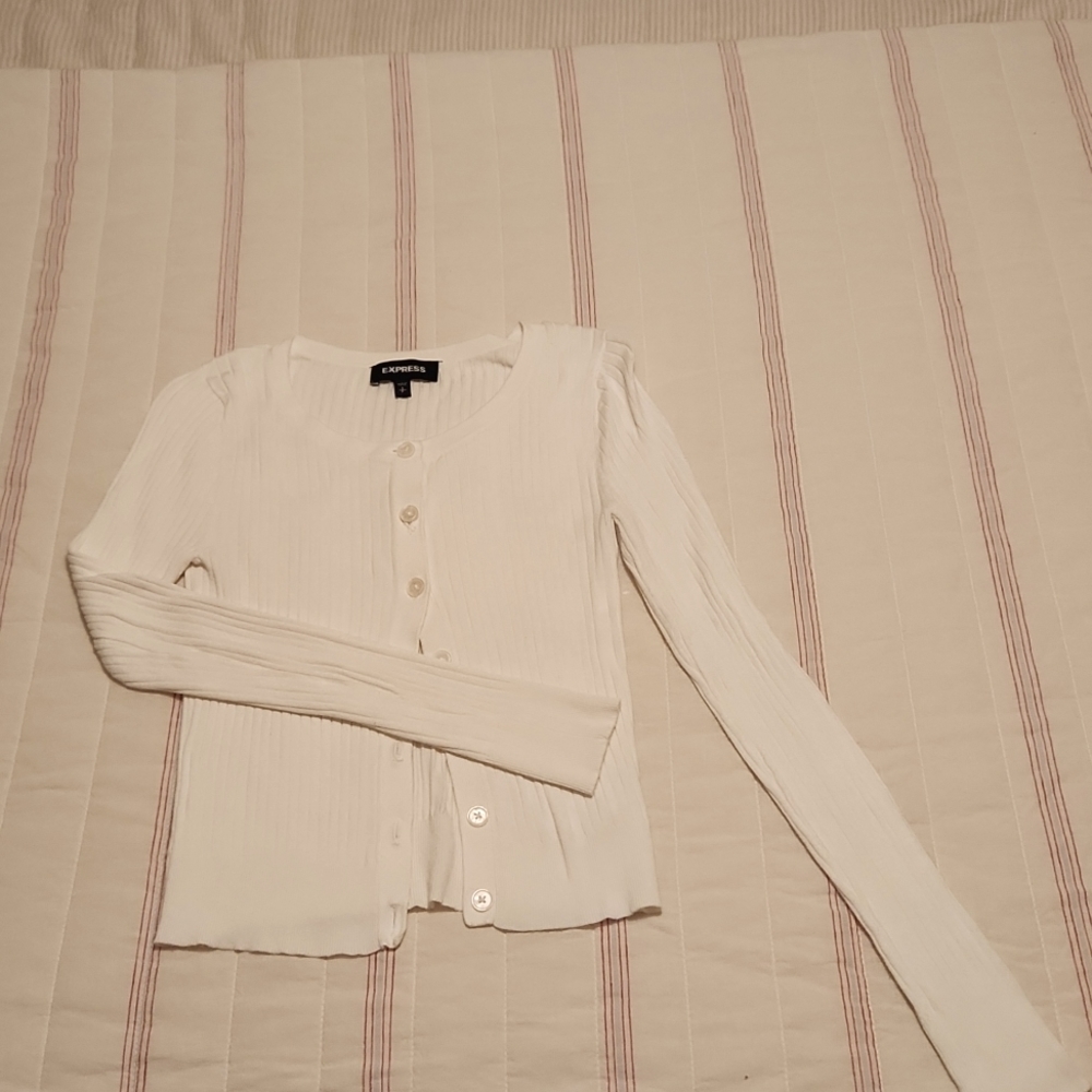 White ribbed cardigan size small